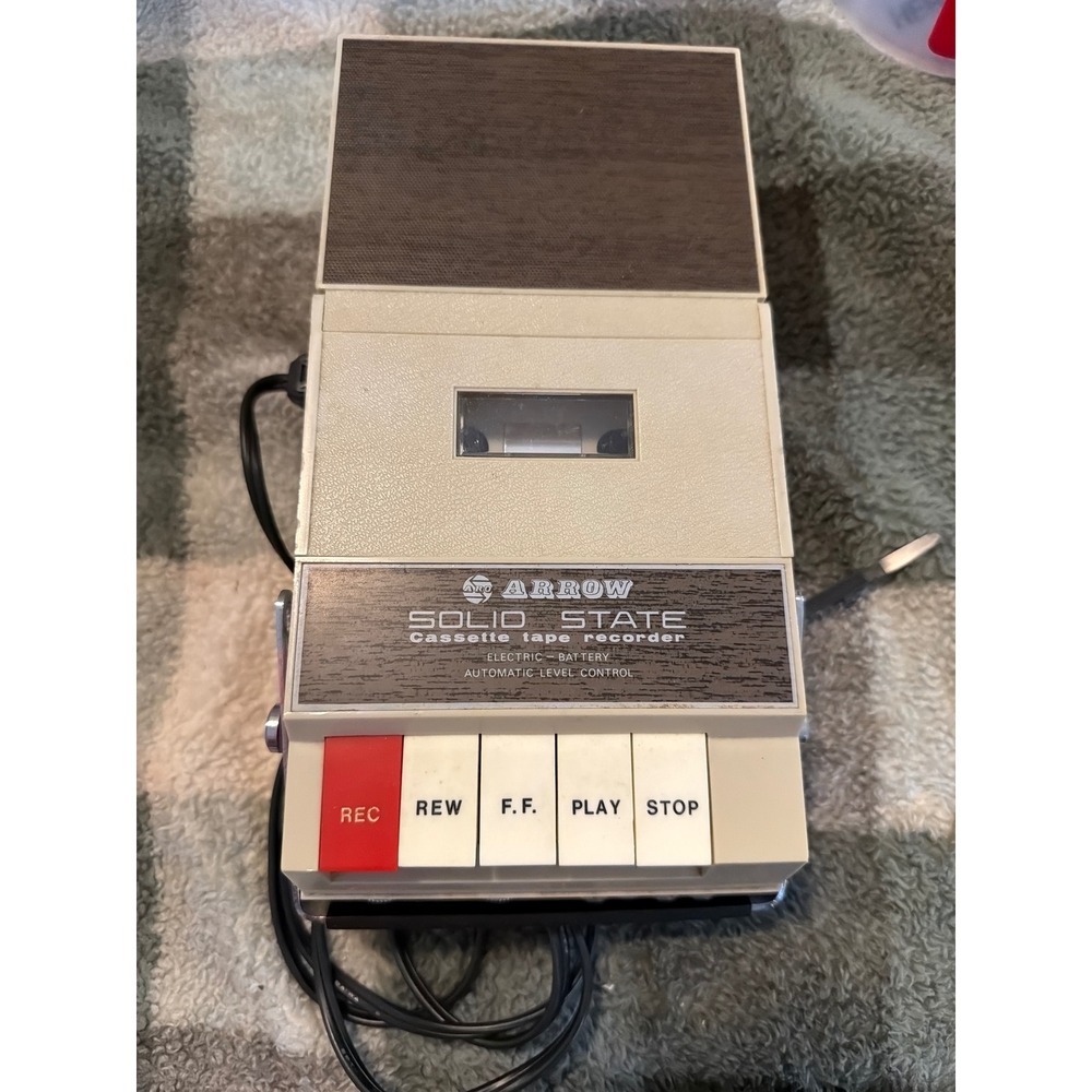 Vintage Arrow Solid State Cassette Tape‎ Recorder Portable Japan Woodgrain 70s
